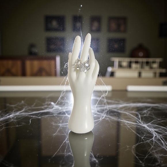 Fashion Jewelry Jewelry - Gothic Style Silver Spider Ring With A White Moonstone